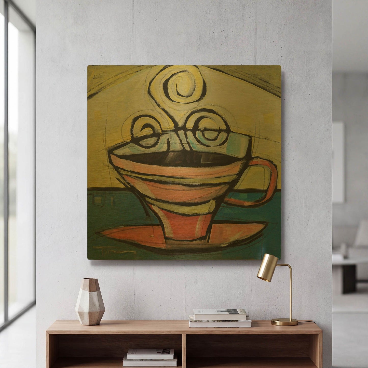 'Coffee Cup 4' By Tim Nyberg Gold Metal Wall Art