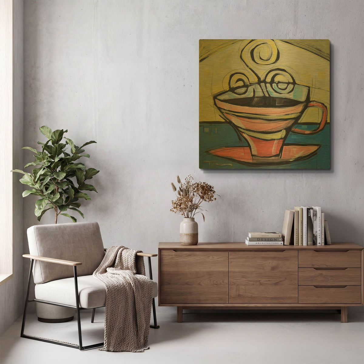 'Coffee Cup 4' By Tim Nyberg Gold Metal Wall Art