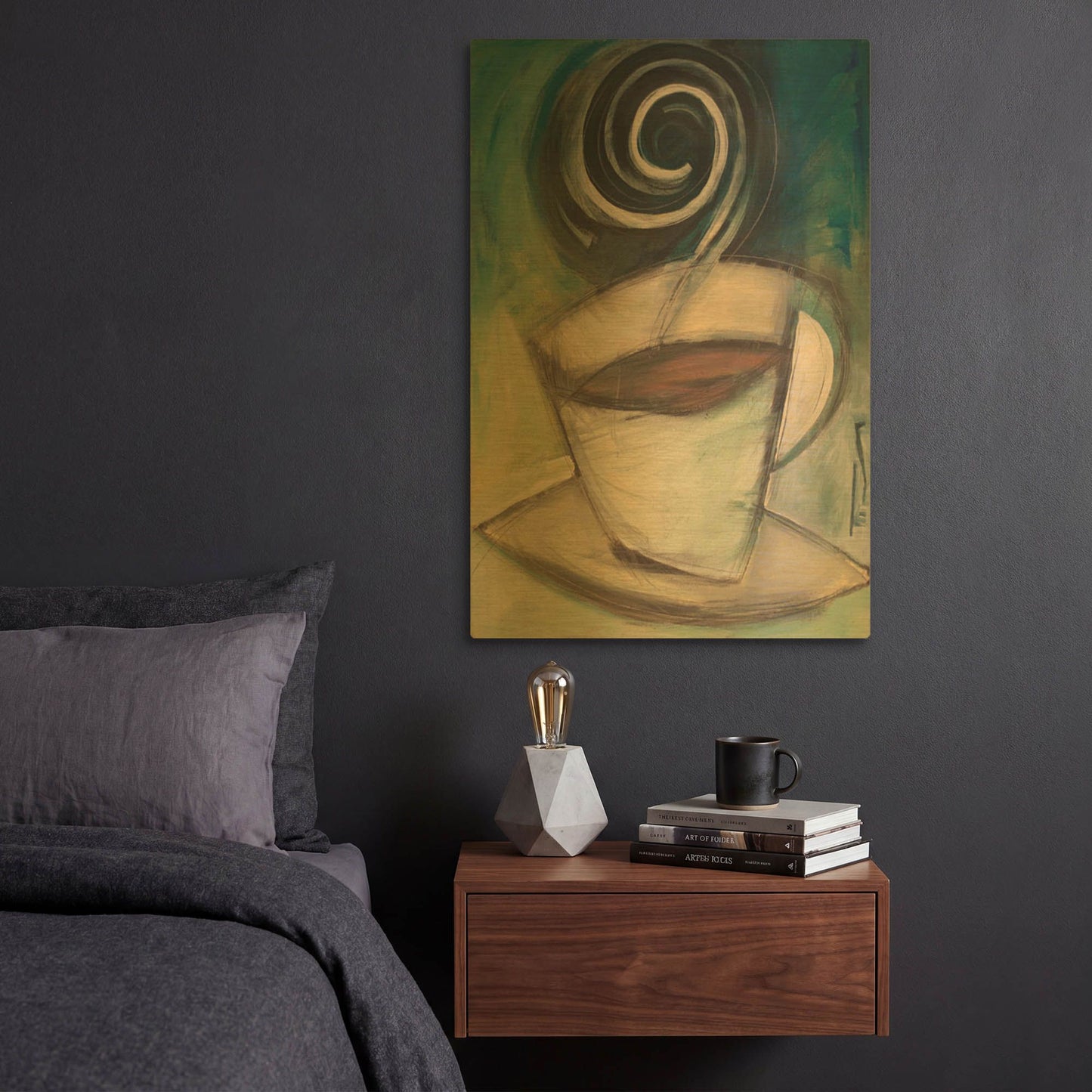 'First Cup Of The Day' By Tim Nyberg Gold Metal Wall Art