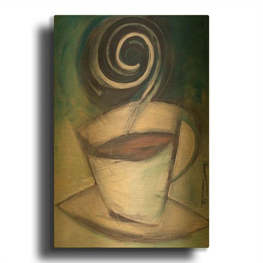 'First Cup Of The Day' By Tim Nyberg Gold Metal Wall Art