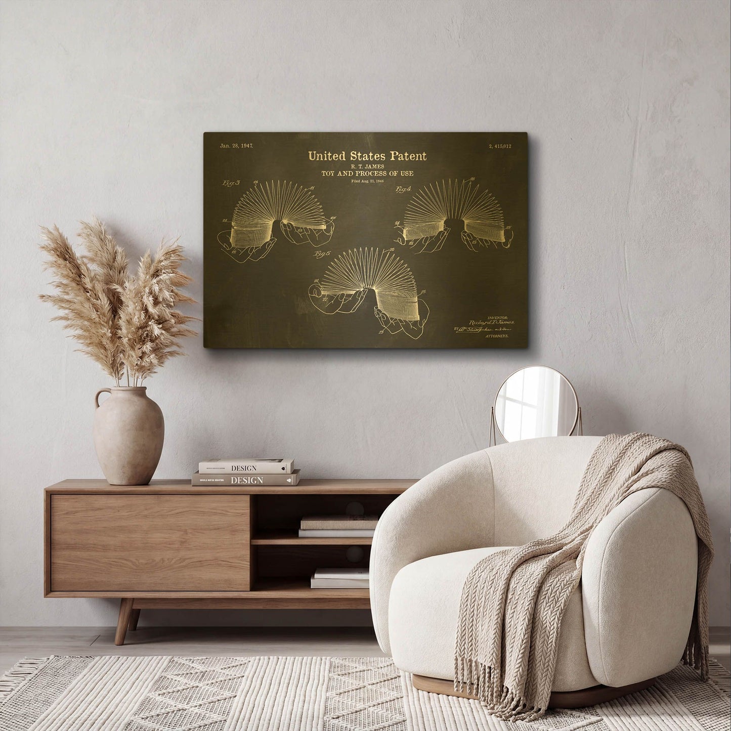 'Toy and Process of Use Blueprint Patent Chalkboard' By LUXE Gold Metal Wall Art