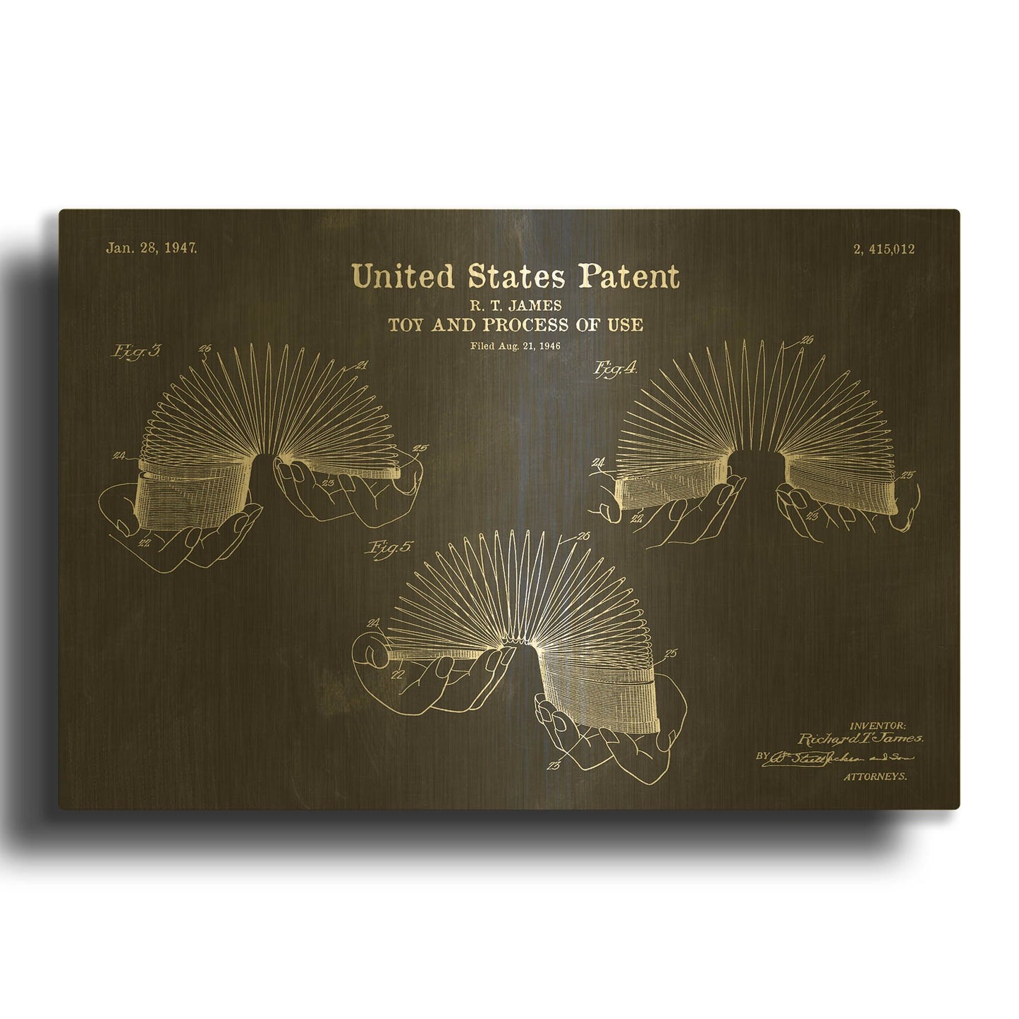 'Toy and Process of Use Blueprint Patent Chalkboard' By LUXE Gold Metal Wall Art