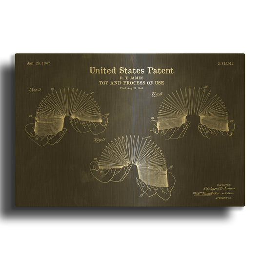 'Toy and Process of Use Blueprint Patent Chalkboard' By LUXE Gold Metal Wall Art