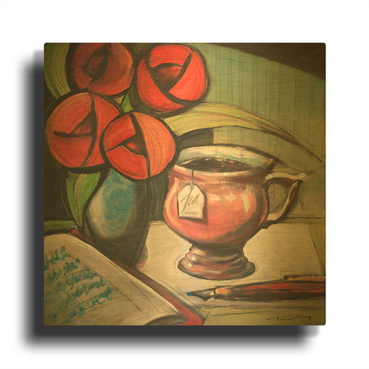 'Tearose Journal' By Tim Nyberg Gold Metal Wall Art
