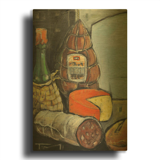 'Bottle Of Wine Italian Deli' By Tim Nyberg Gold Metal Wall Art