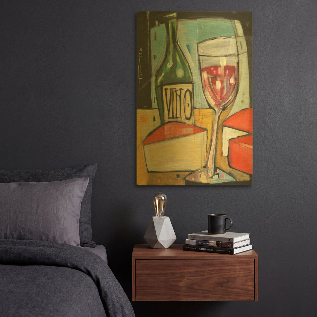 'Red Wine And Cheese' By Tim Nyberg Gold Metal Wall Art