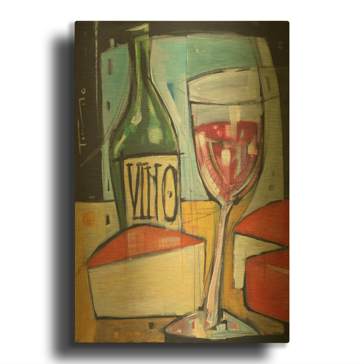 'Red Wine And Cheese' By Tim Nyberg Gold Metal Wall Art