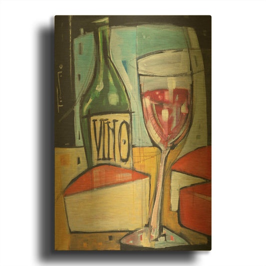 'Red Wine And Cheese' By Tim Nyberg Gold Metal Wall Art