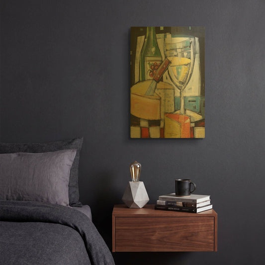 'White Wine And Cheese' By Tim Nyberg Gold Metal Wall Art