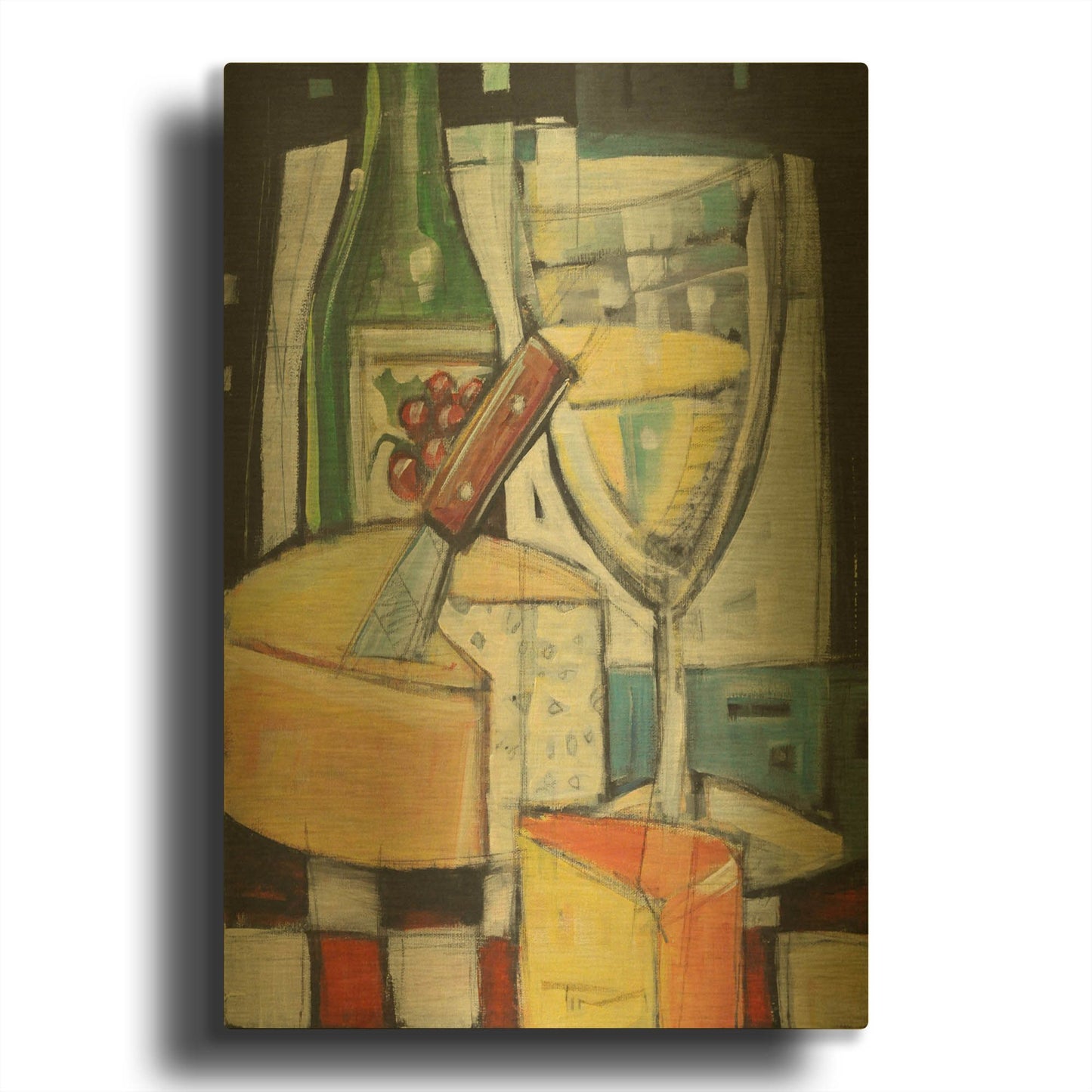 'White Wine And Cheese' By Tim Nyberg Gold Metal Wall Art