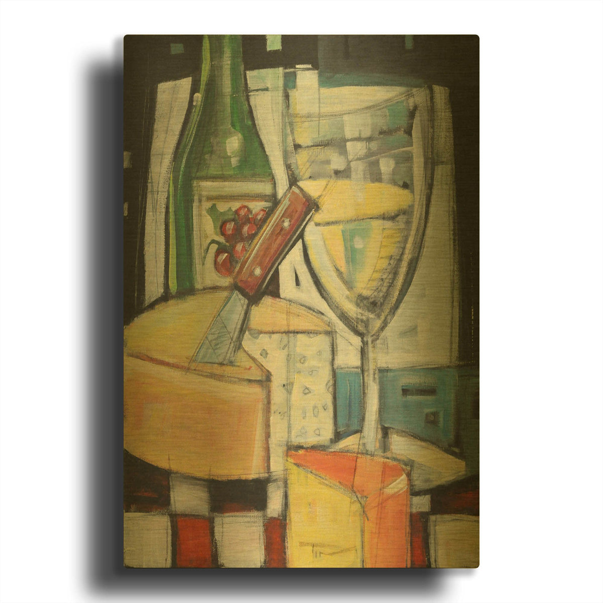 'White Wine And Cheese' By Tim Nyberg Gold Metal Wall Art