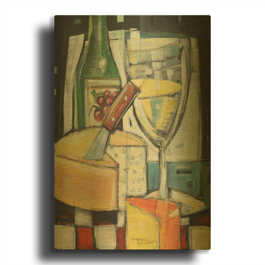 'White Wine And Cheese' By Tim Nyberg Gold Metal Wall Art