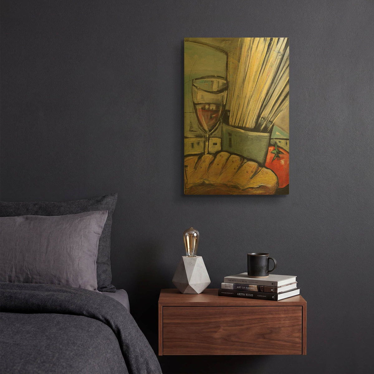 'Wine Bread And Pasta' By Tim Nyberg Gold Metal Wall Art