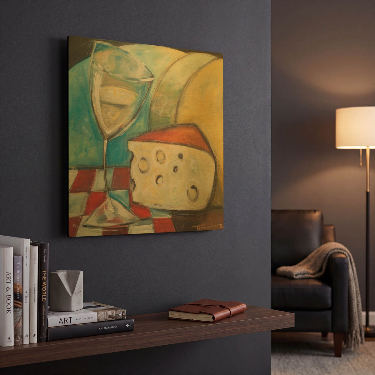 'Wine Wedge And Wheel' By Tim Nyberg Gold Metal Wall Art