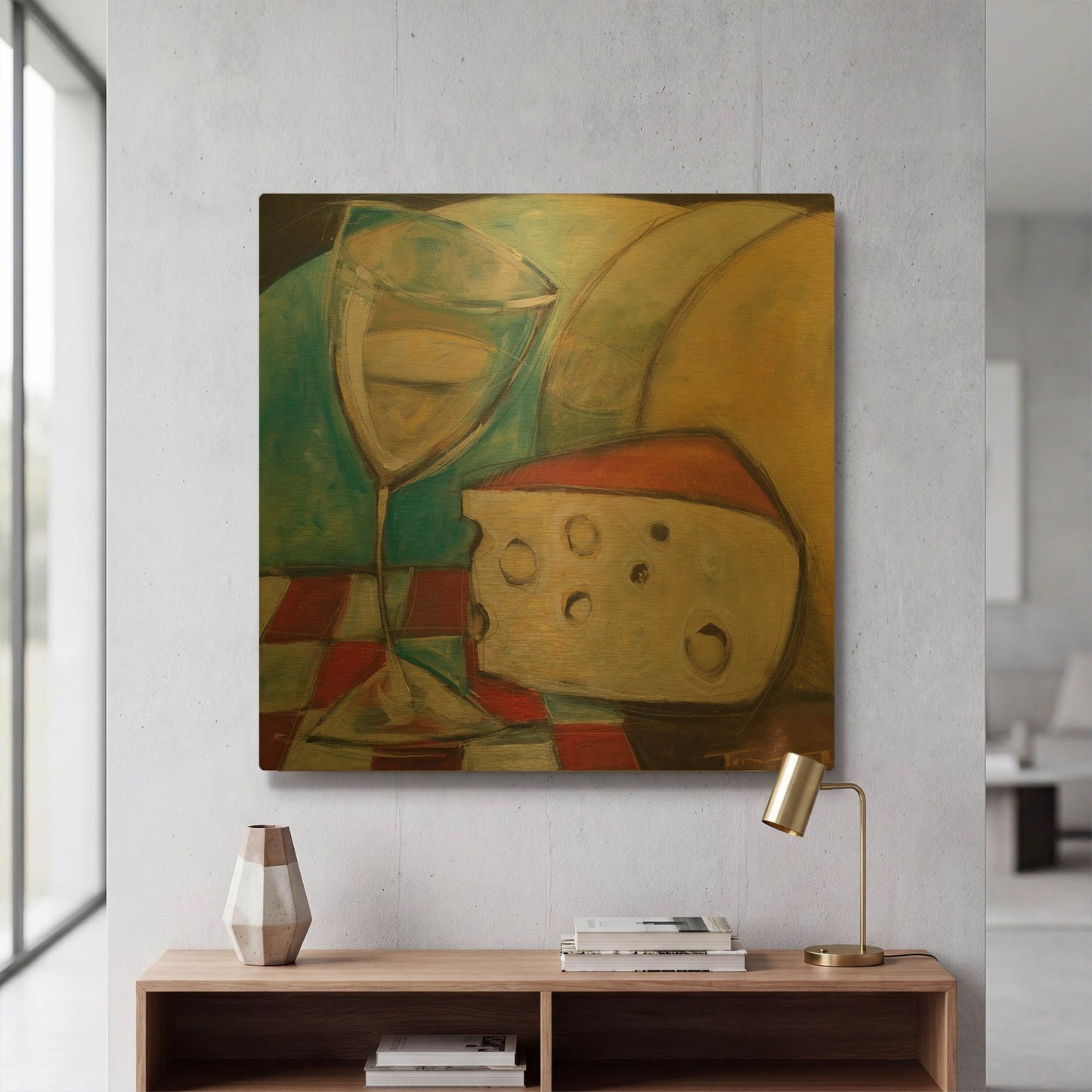 'Wine Wedge And Wheel' By Tim Nyberg Gold Metal Wall Art