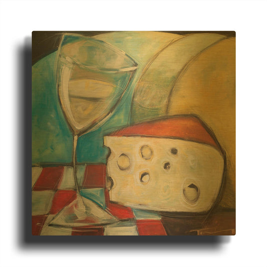 'Wine Wedge And Wheel' By Tim Nyberg Gold Metal Wall Art
