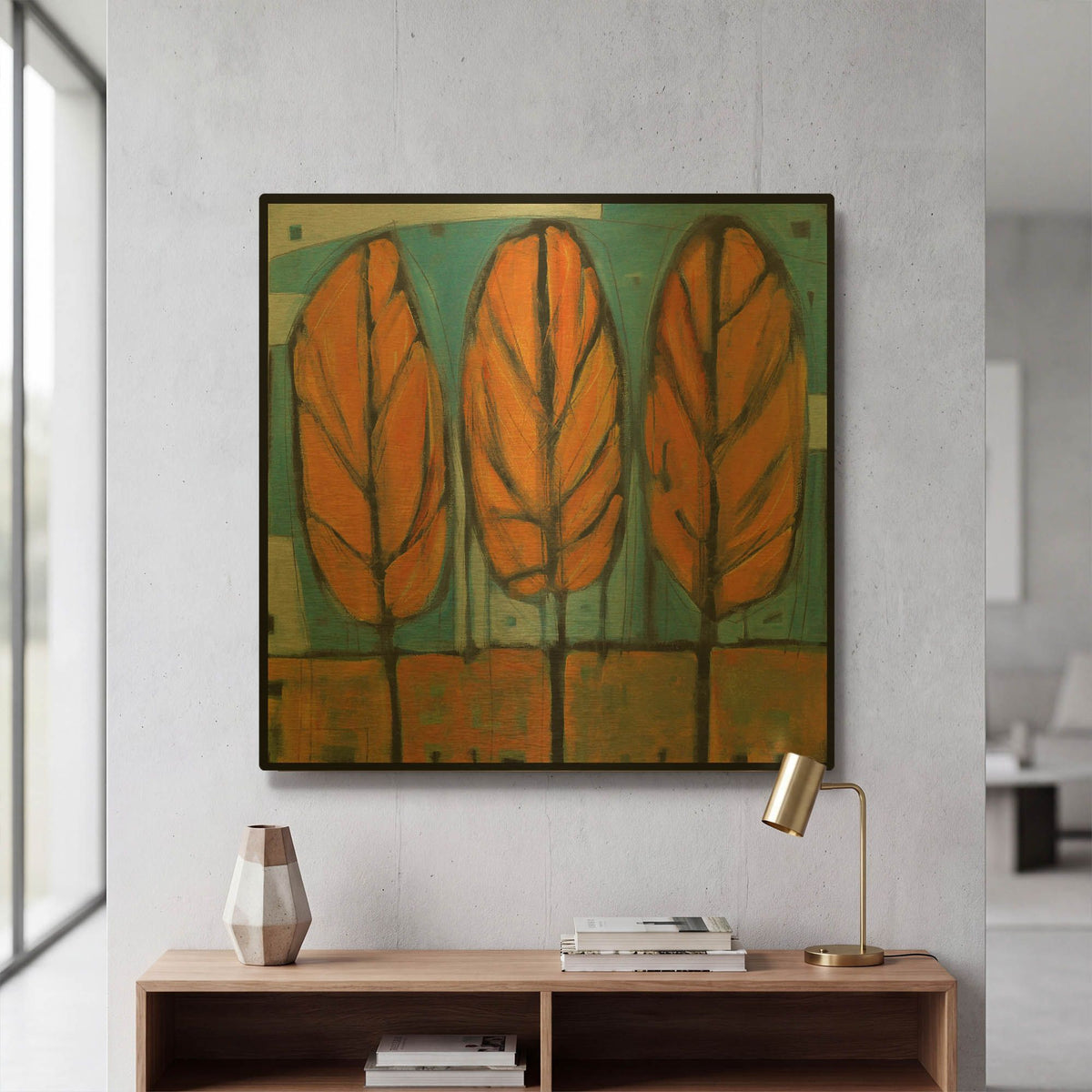 'Fall Trees' By Tim Nyberg Gold Metal Wall Art