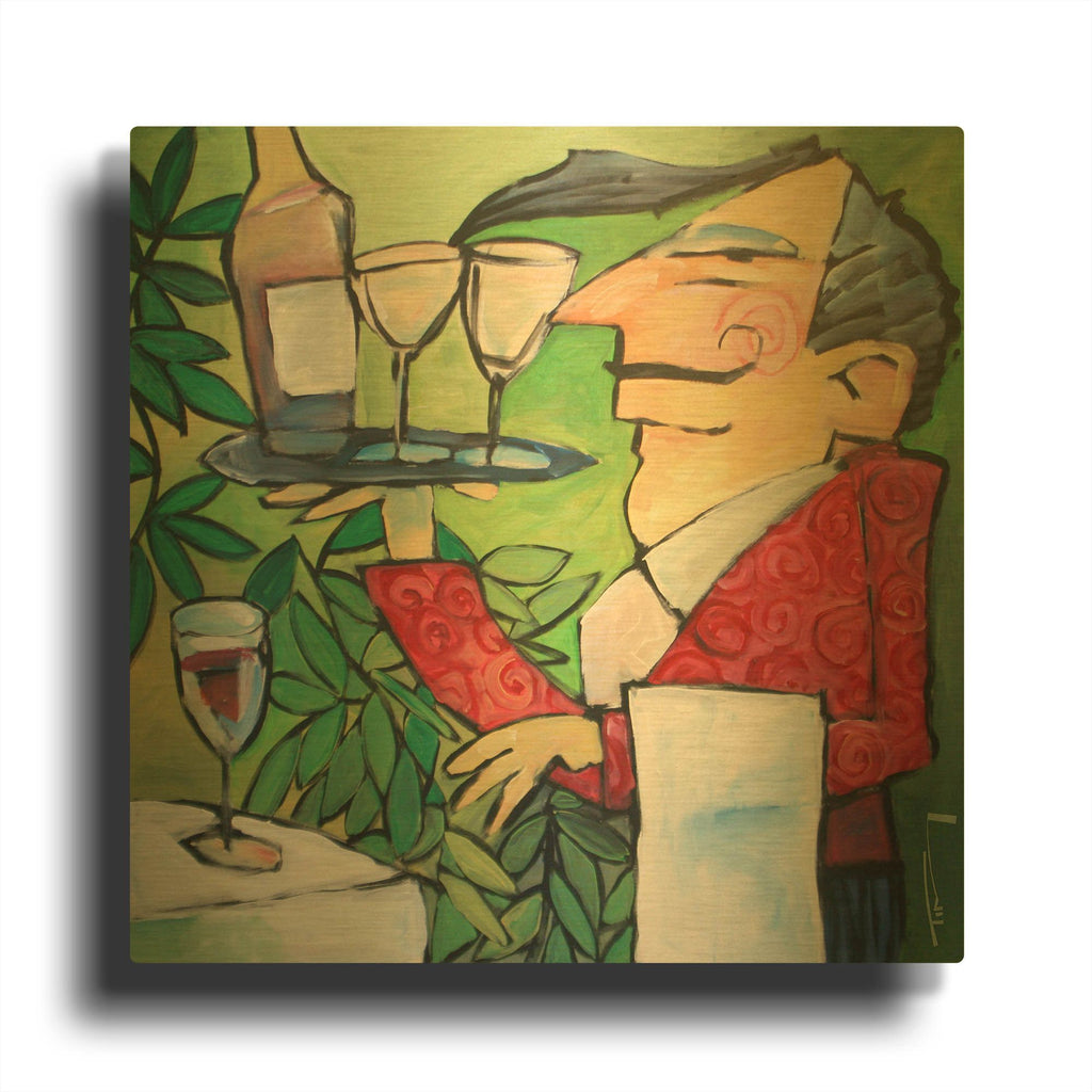 'The Wine Steward' By Tim Nyberg Gold Metal Wall Art