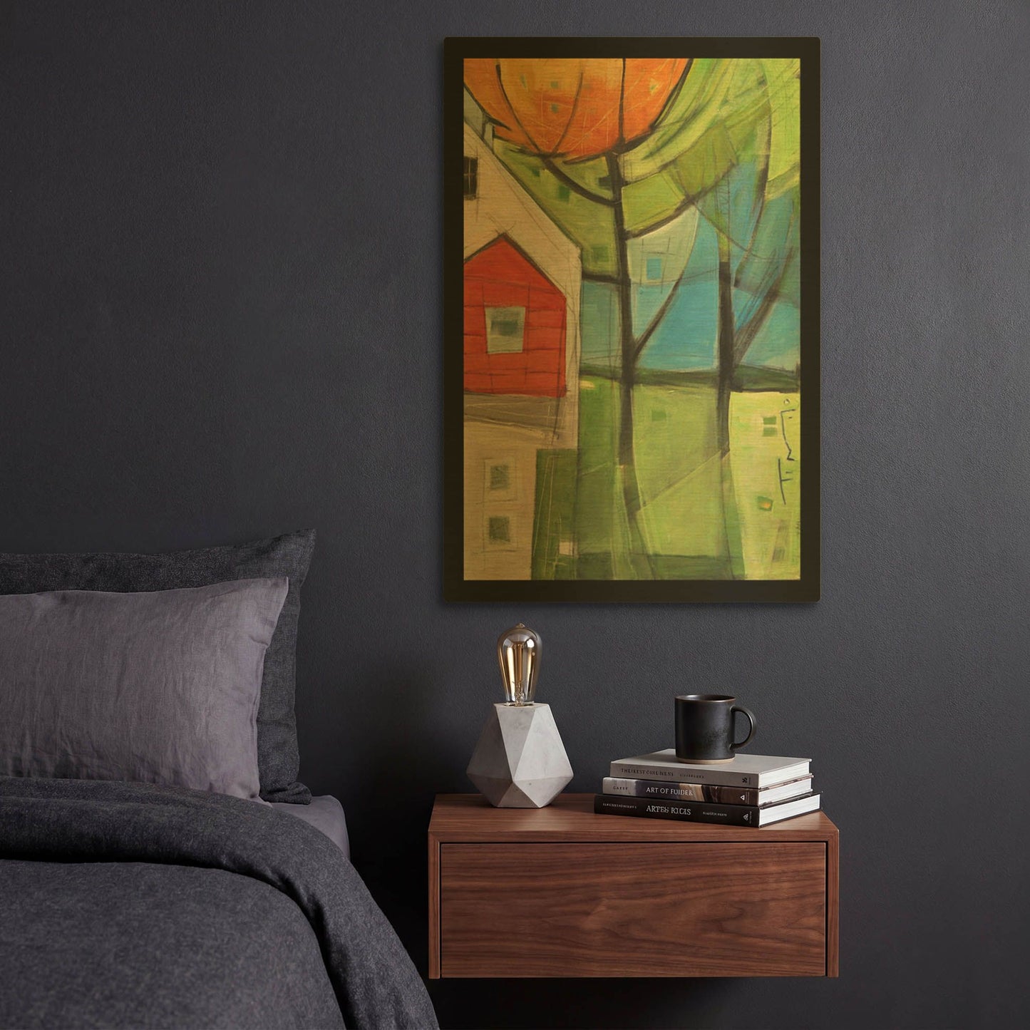 'House In Trees' By Tim Nyberg Gold Metal Wall Art