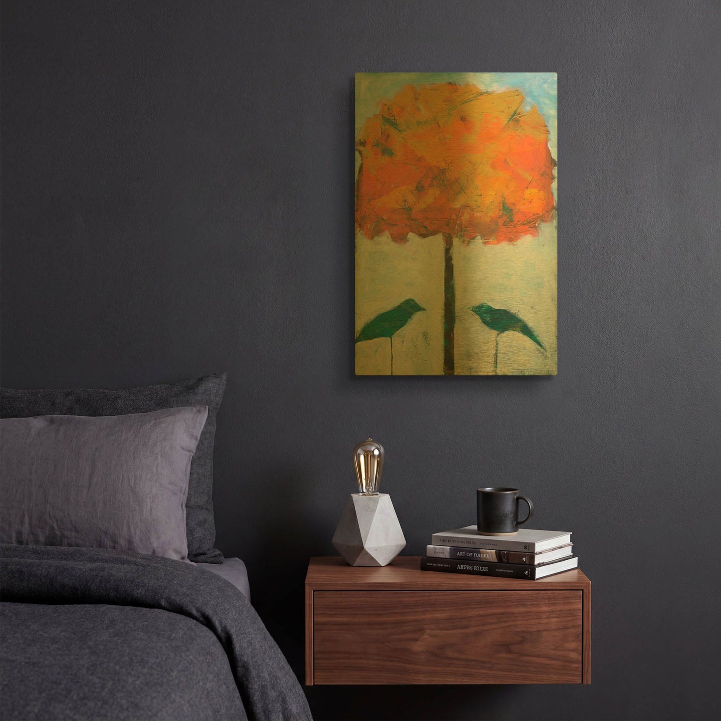 'Birds And Maple' By Tim Nyberg Gold Metal Wall Art