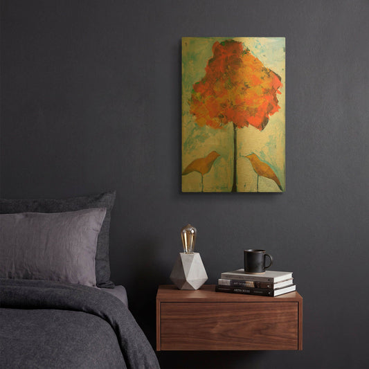 'Gold Birds And Maple' By Tim Nyberg Gold Metal Wall Art