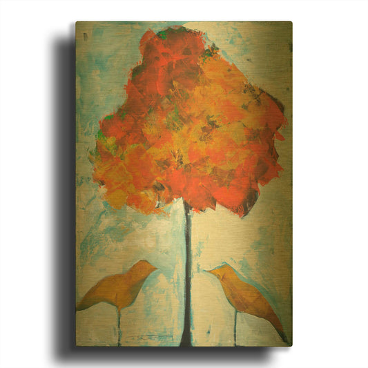 'Gold Birds And Maple' By Tim Nyberg Gold Metal Wall Art
