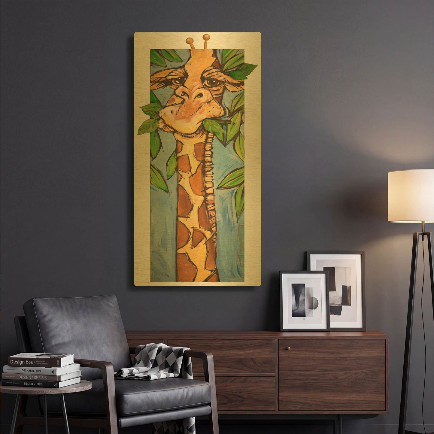'Giraffe' By Tim Nyberg Gold Metal Wall Art