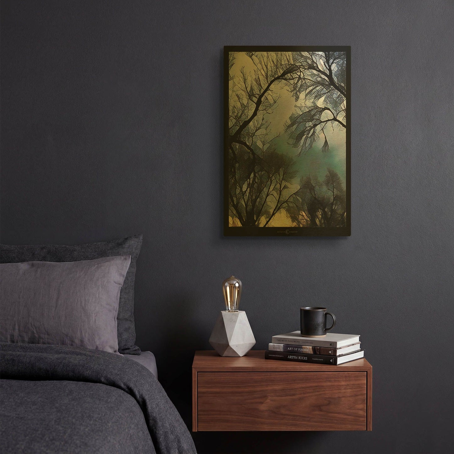 'End Of Day Winter Trees' By Tim Nyberg Gold Metal Wall Art