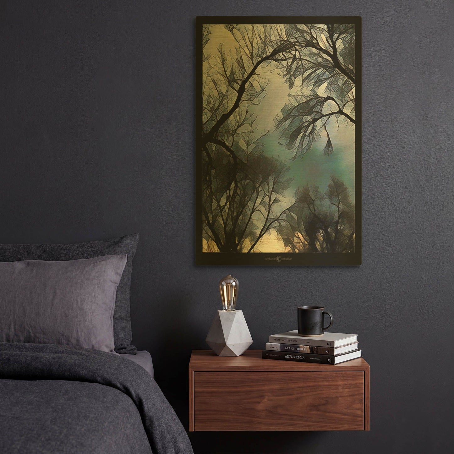 'End Of Day Winter Trees' By Tim Nyberg Gold Metal Wall Art