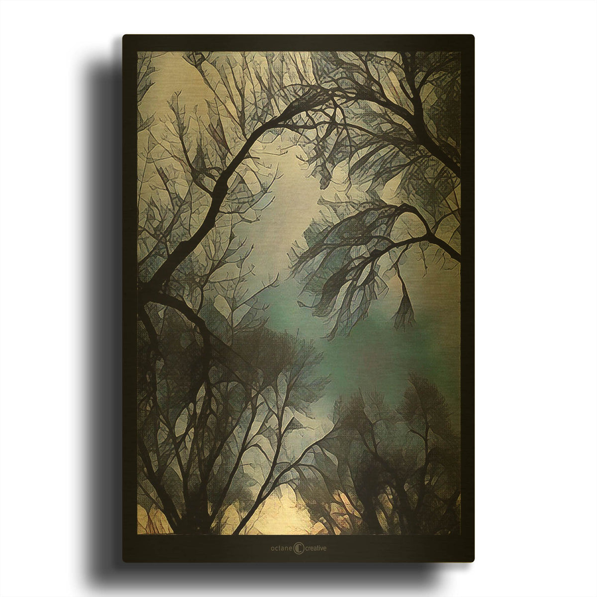 'End Of Day Winter Trees' By Tim Nyberg Gold Metal Wall Art