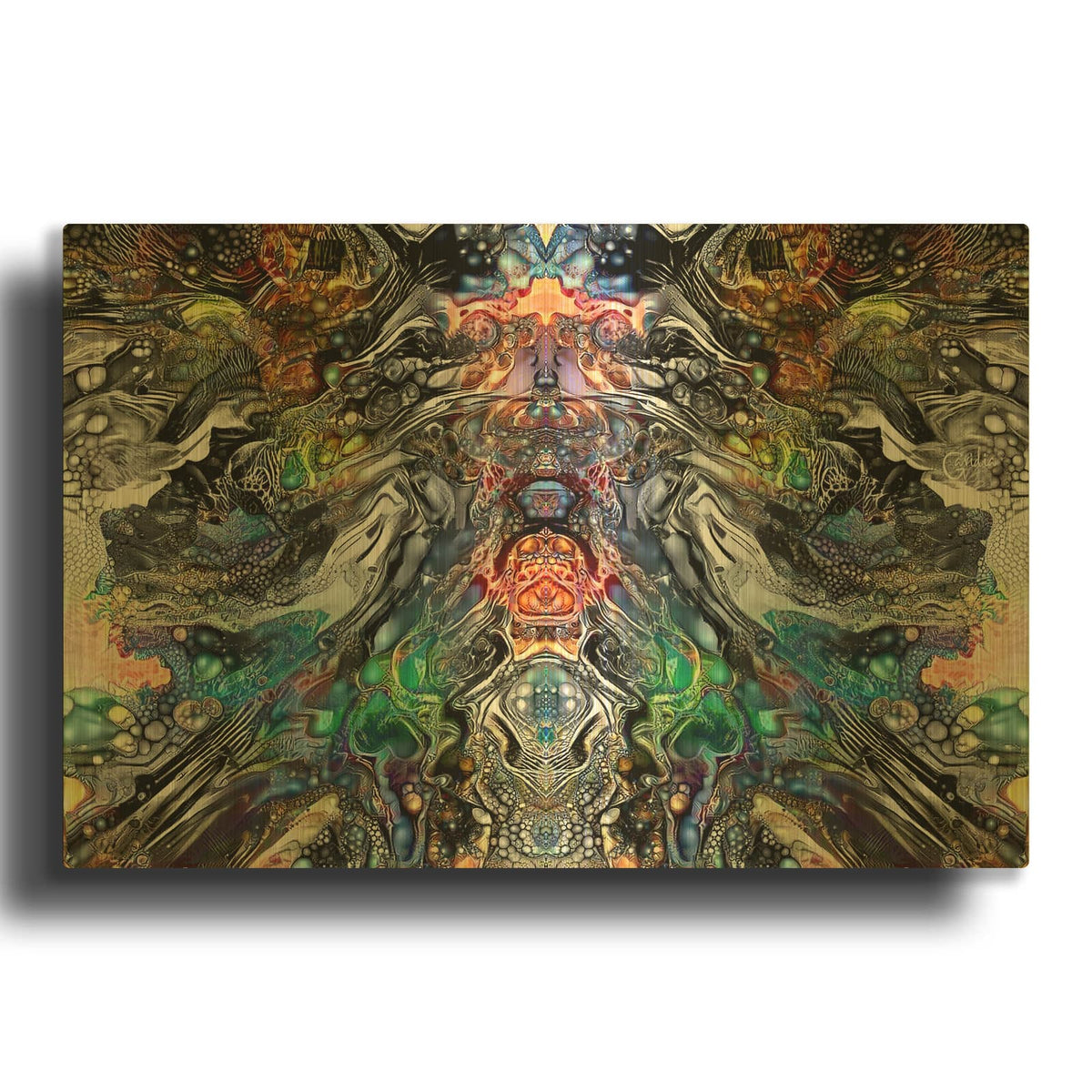 'At The Bottom Of The Cenote' By Pedro Gavidia Gold Metal Wall Art