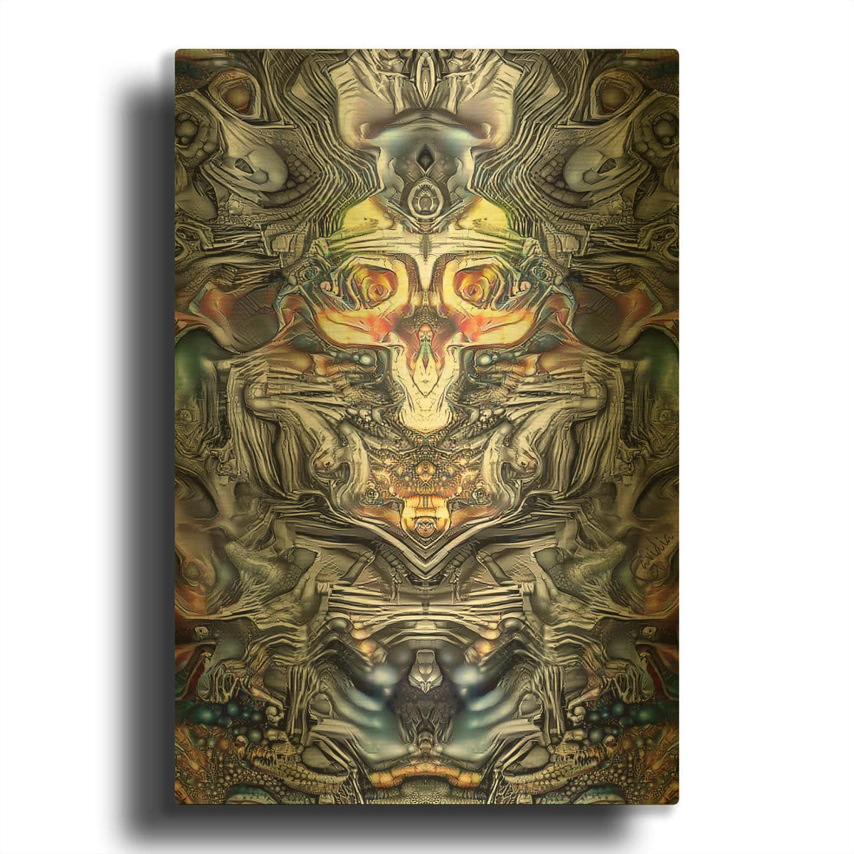 'Chromocranial Urn' By Pedro Gavidia Gold Metal Wall Art