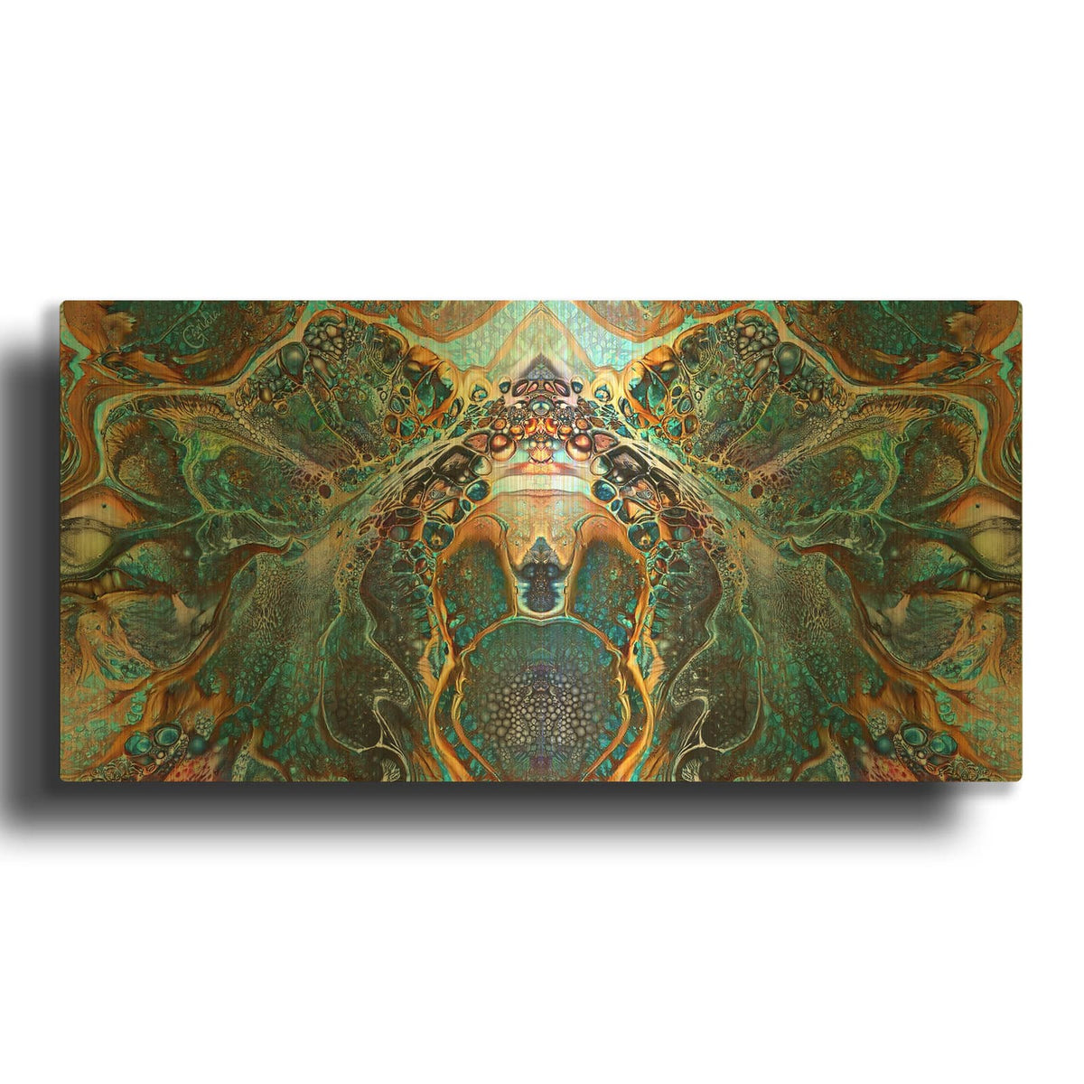 'Emerald Bridge' By Pedro Gavidia Gold Metal Wall Art