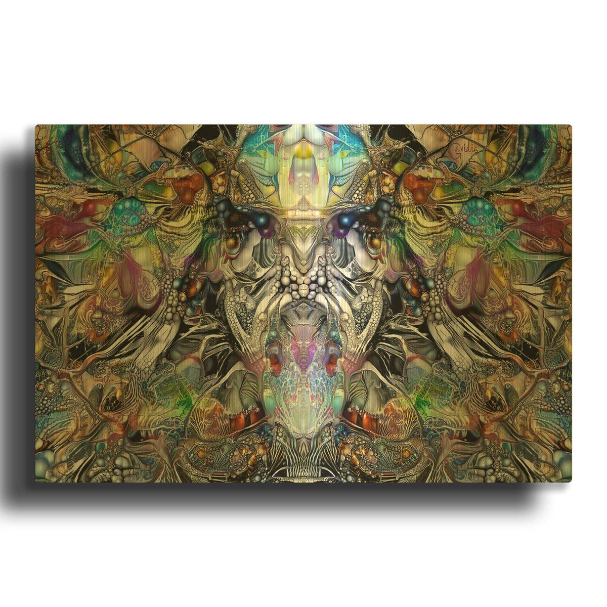 'Enigmatic Faces' By Pedro Gavidia Gold Metal Wall Art