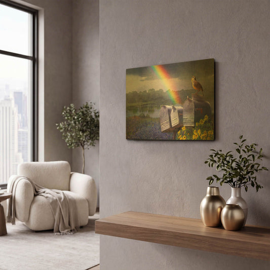 'Mailboxes' By Chris Vest Gold Metal Wall Art