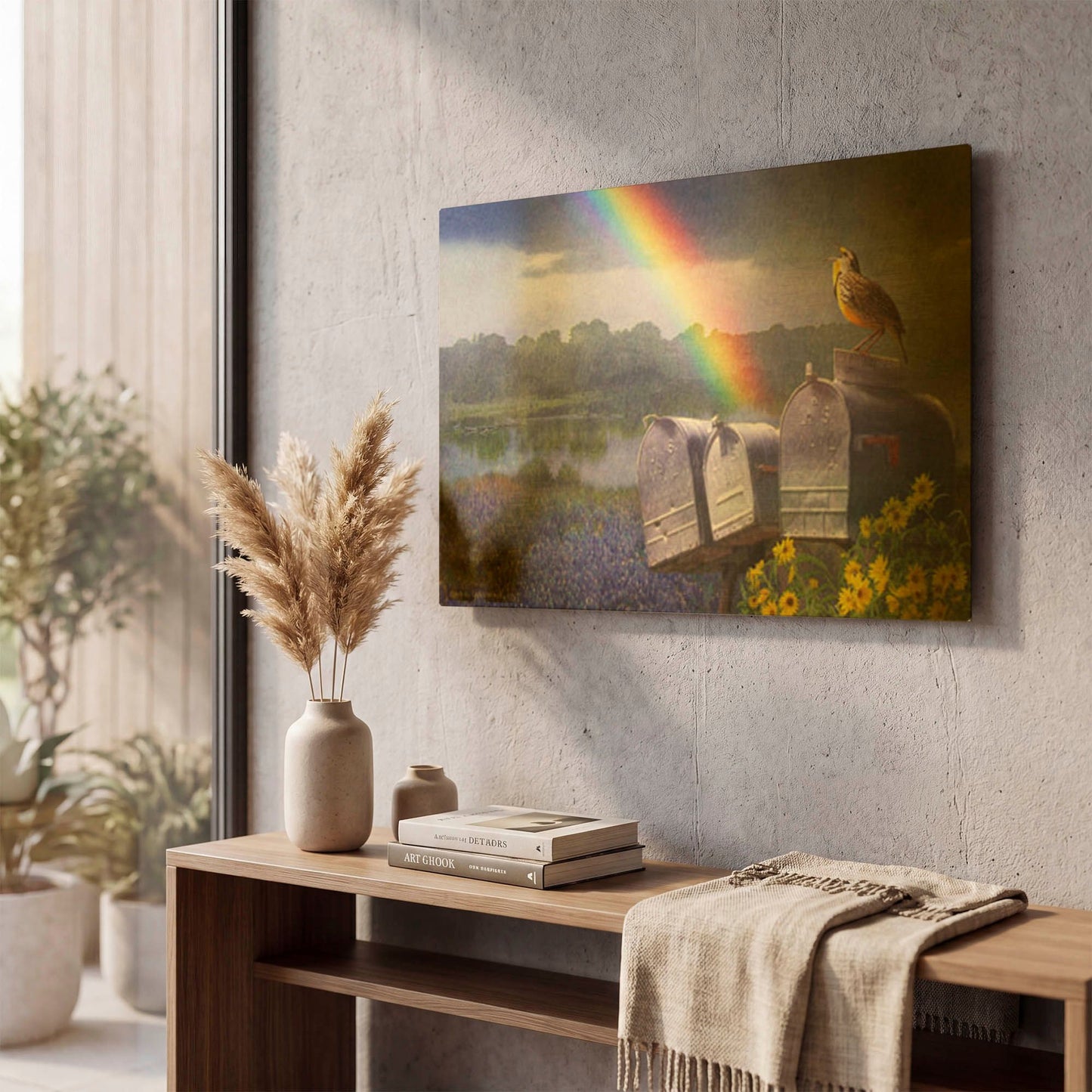 'Mailboxes' By Chris Vest Gold Metal Wall Art