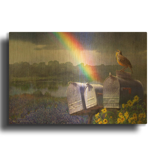 'Mailboxes' By Chris Vest Gold Metal Wall Art