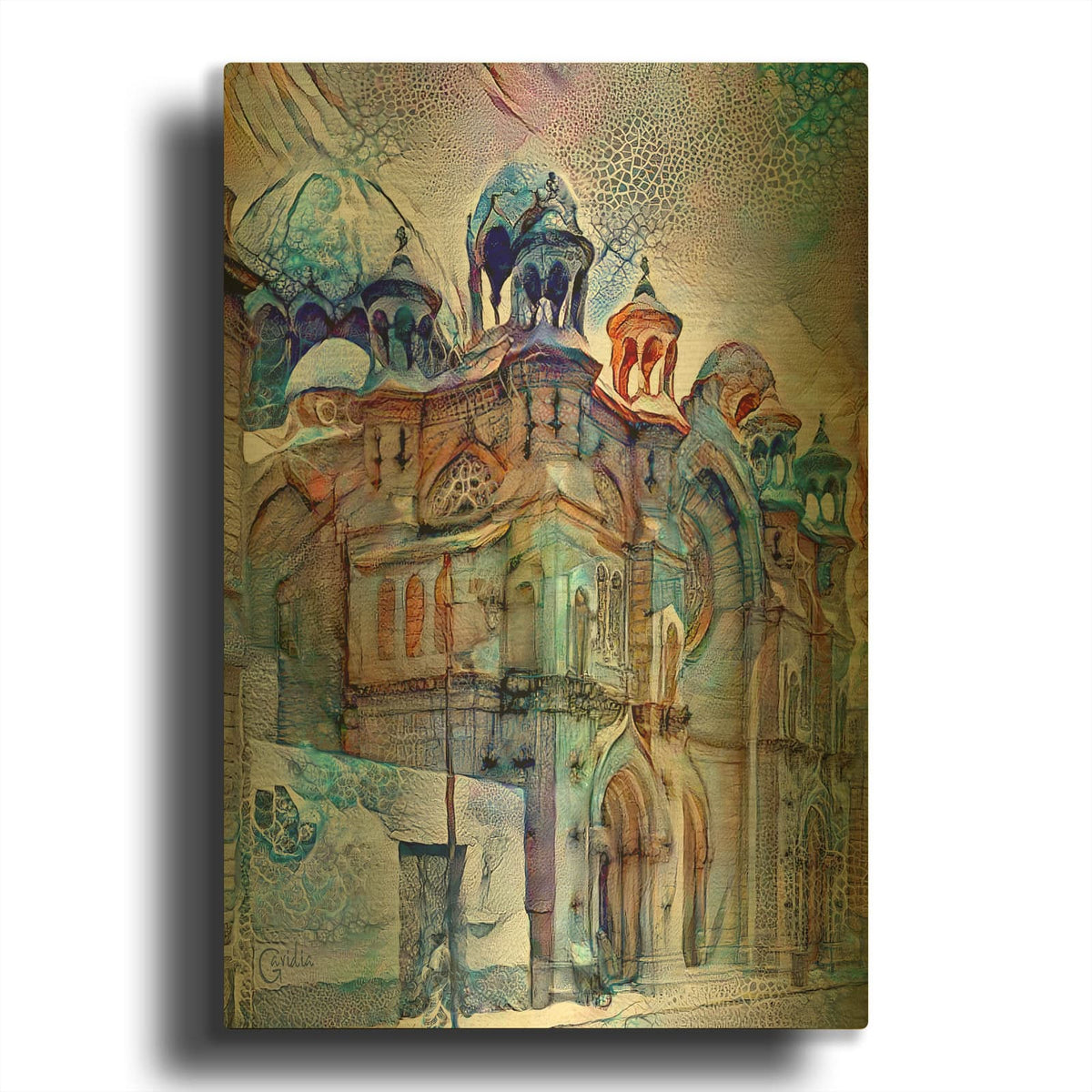 'Mexico City Church Of The Josefinos' By Pedro Gavidia Gold Metal Wall Art