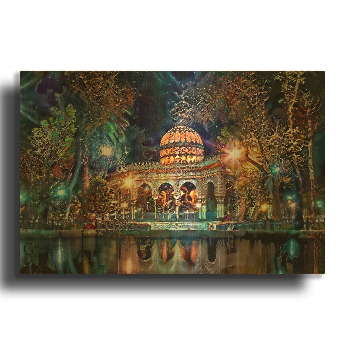 'Mexico City Kiosk In The Alameda De Santa Maria La Ribera Ver2' By Pedro Gavidia Gold Metal Wall Art