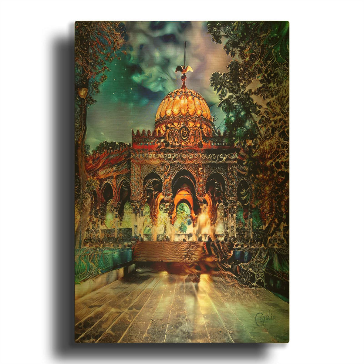 'Mexico City Kiosk In The Alameda De Santa Maria La Ribera' By Pedro Gavidia Gold Metal Wall Art