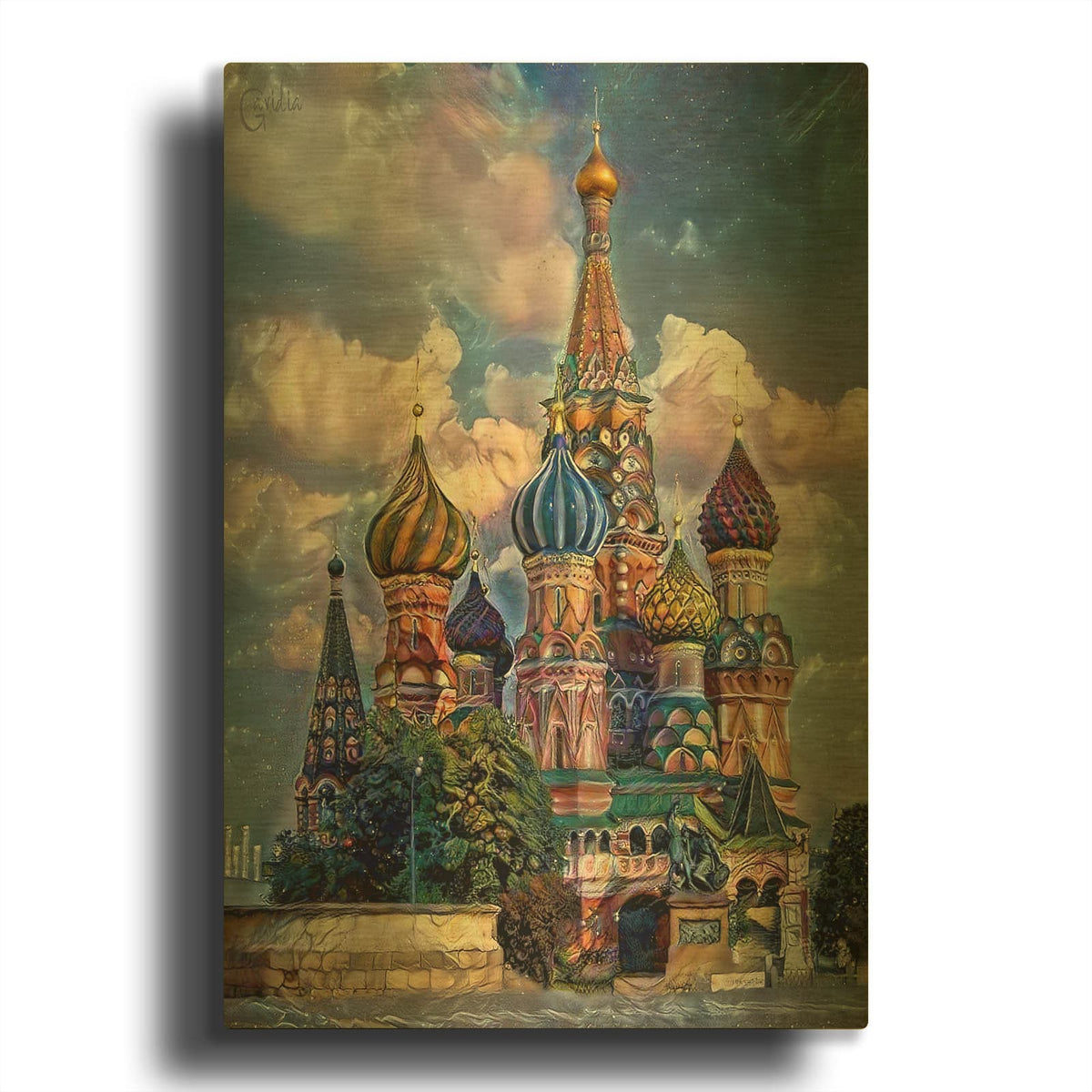 'Moscow Russia Cathedral Of Vasily The Blessed Saint Basil' By Pedro Gavidia Gold Metal Wall Art