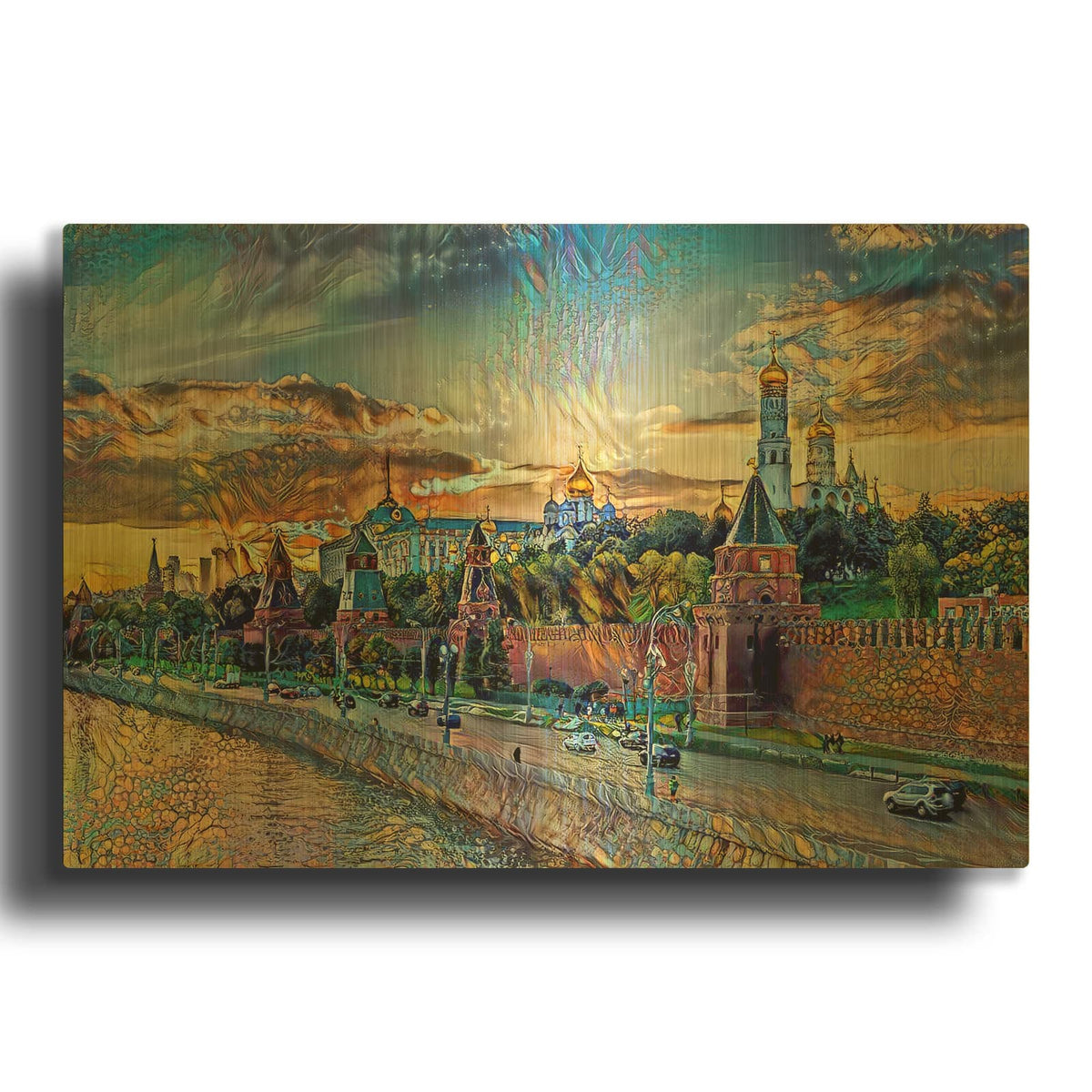 'Moscow Russia Kremlin Wall' By Pedro Gavidia Gold Metal Wall Art