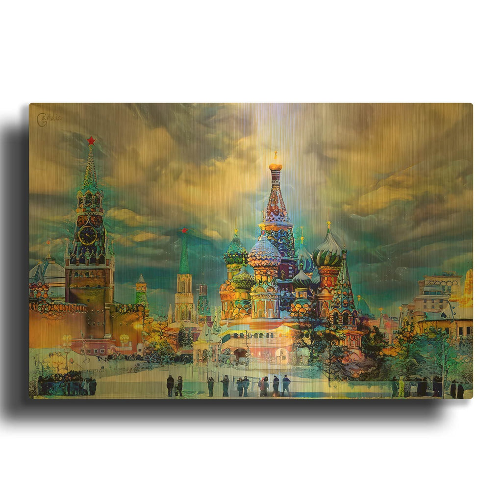'Moscow Russia Saint Basil' By Pedro Gavidia Gold Metal Wall Art