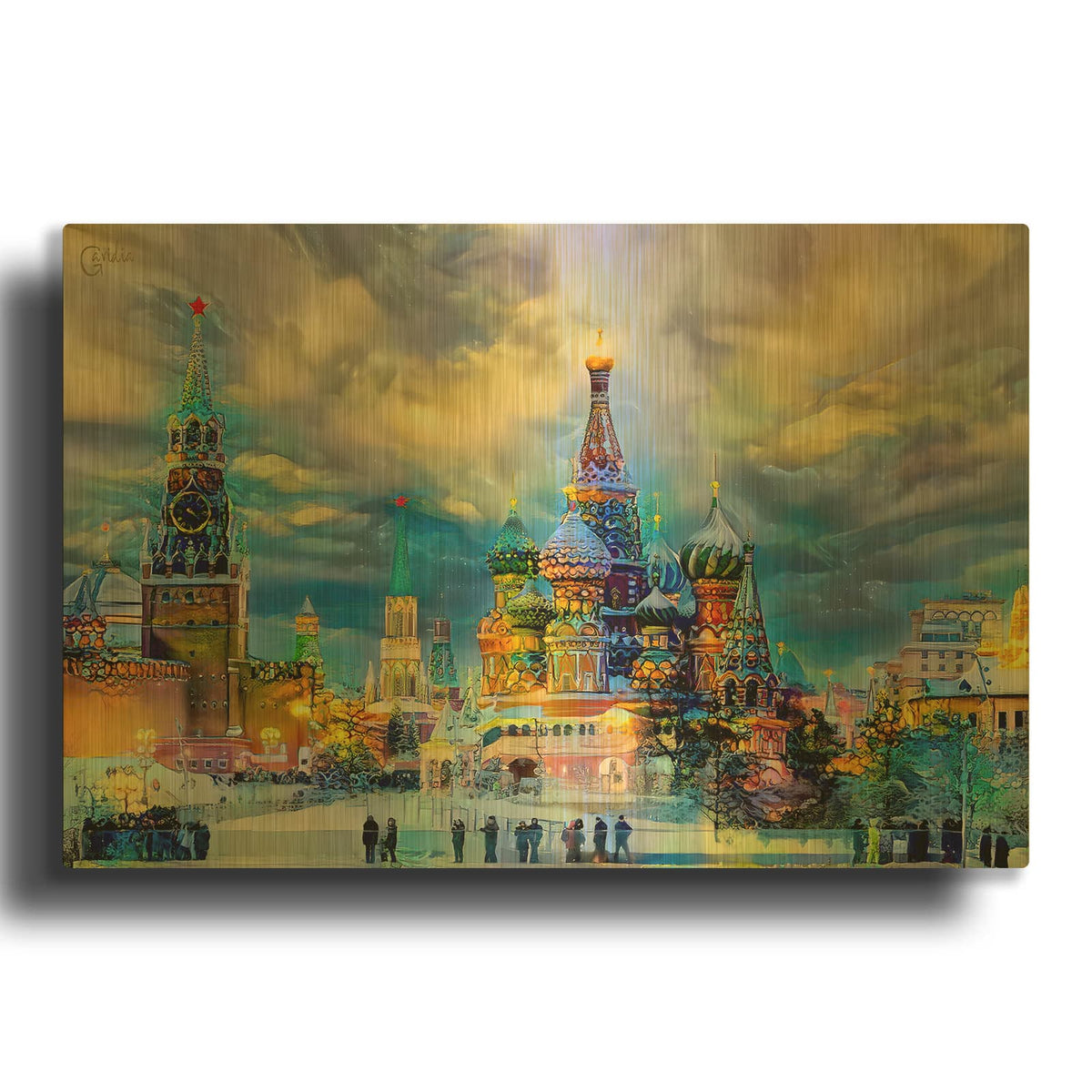 'Moscow Russia Saint Basil' By Pedro Gavidia Gold Metal Wall Art