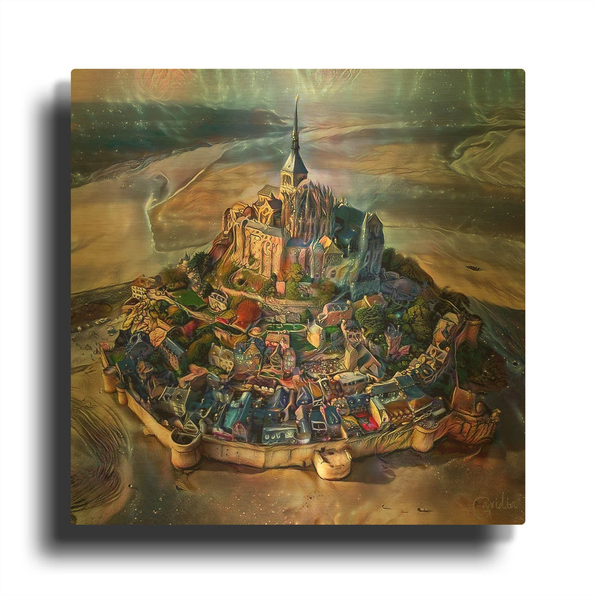 'Normandy France Le Mont Saint Michel' By Pedro Gavidia Gold Metal Wall Art