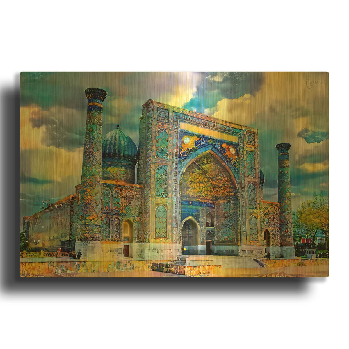 'Samarkand Uzbekistan Registan' By Pedro Gavidia Gold Metal Wall Art