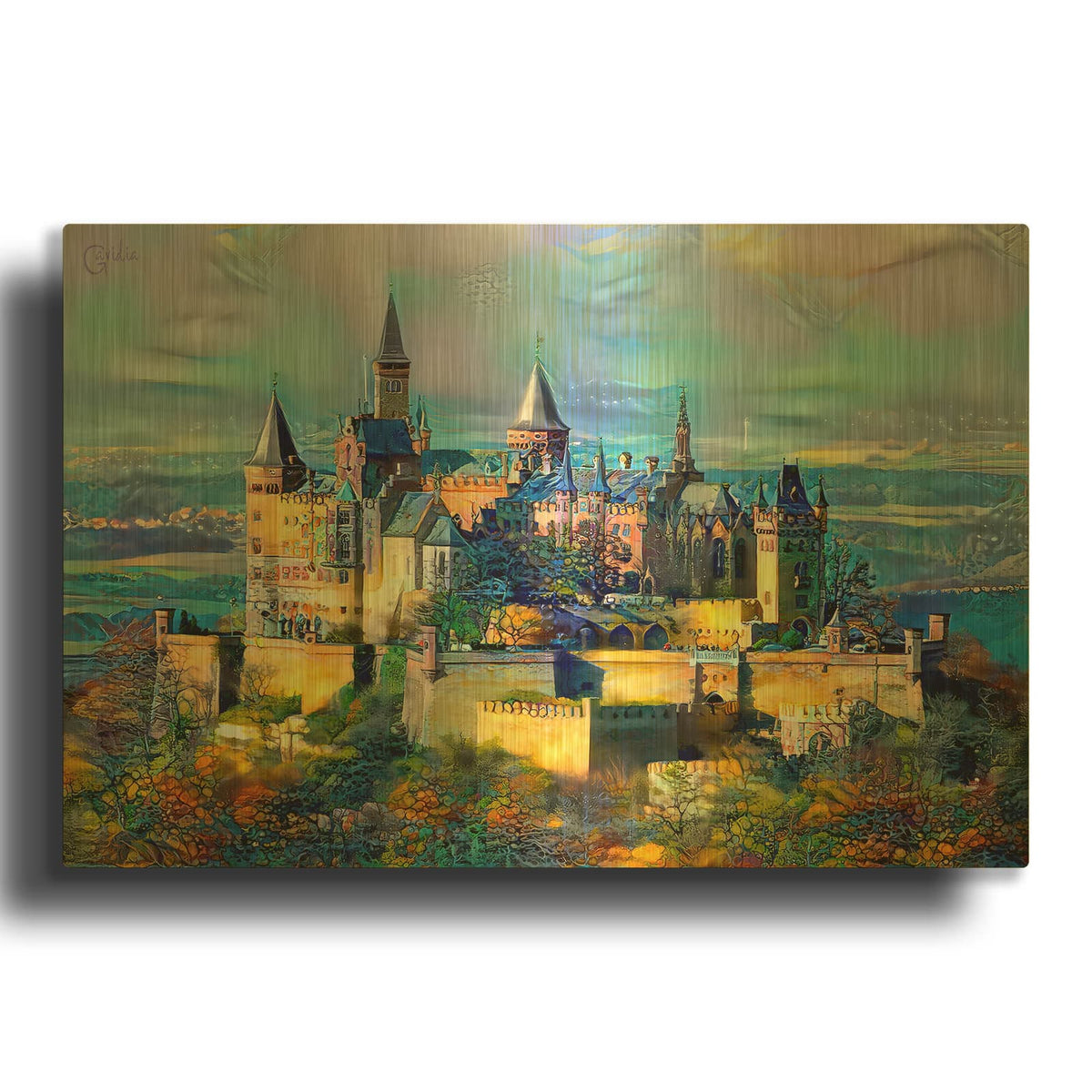 'Stuttgart Germany Hohenzollern Castle' By Pedro Gavidia Gold Metal Wall Art