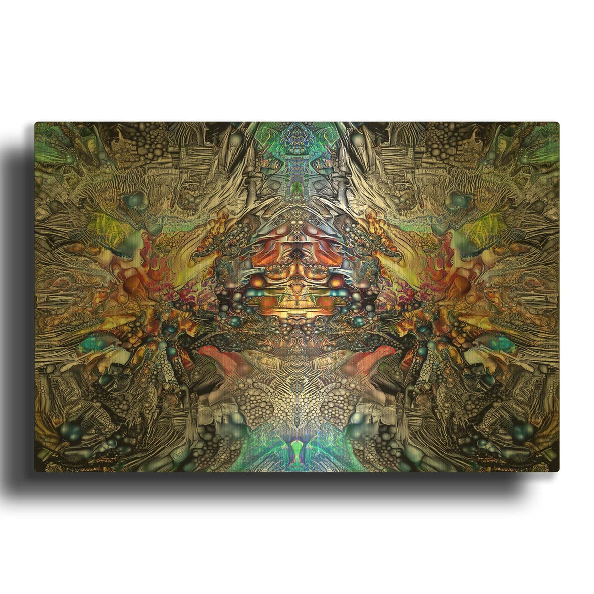 'Tlaloc Gestation' By Pedro Gavidia Gold Metal Wall Art