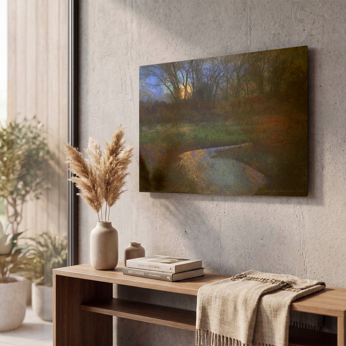 'Moonlit Stream' By Chris Vest Gold Metal Wall Art
