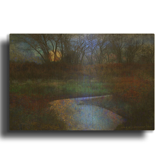 'Moonlit Stream' By Chris Vest Gold Metal Wall Art